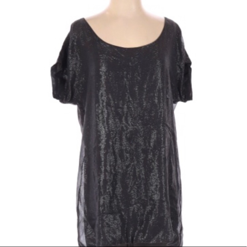 Rory Beca 100% Silk gray metallic Womans top RARE Size XS